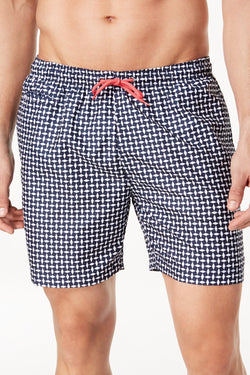 Trunks Surf & Swim Co. Marine/White Geo Matrix Swim Trunk thumbnail 1