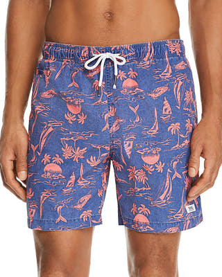 Trunks Surf & Swim Co. Premium Washed Tropical Print Swim Trunk in Twilight