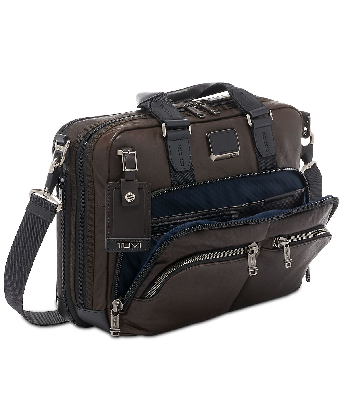 Tumi Alpha Bravo Slim Briefcase Dark Brown Smooth