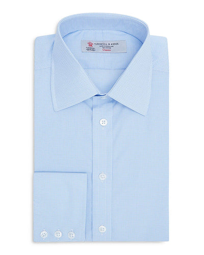 Turnbull & Asser Micro Check Classic Fit Dress Shirt Light Blue
