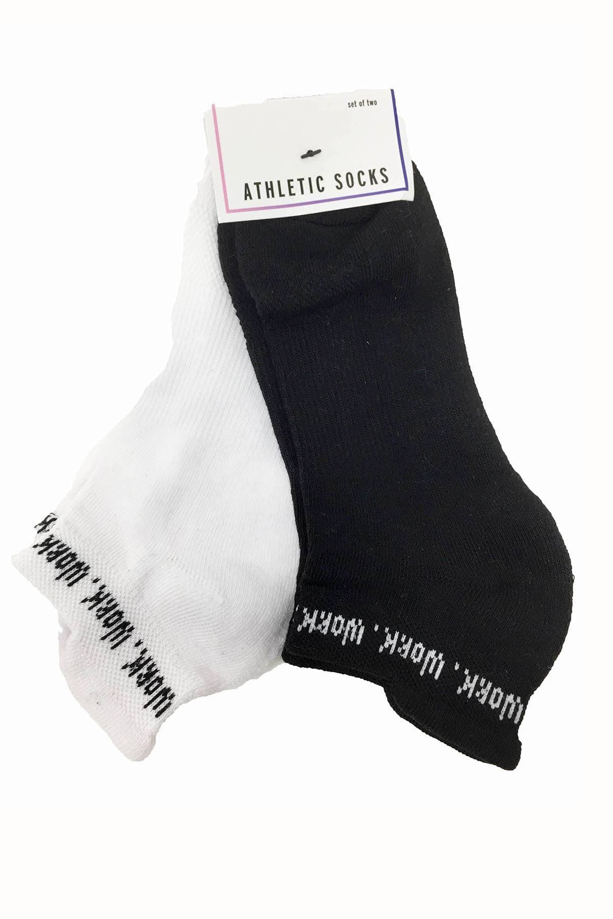TwelveNYC Black/White Women's Work Work Work Ankle Sock 2-Pack