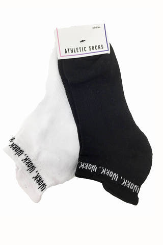 TwelveNYC Black/White Women's Work Work Work Ankle Sock 2-Pack