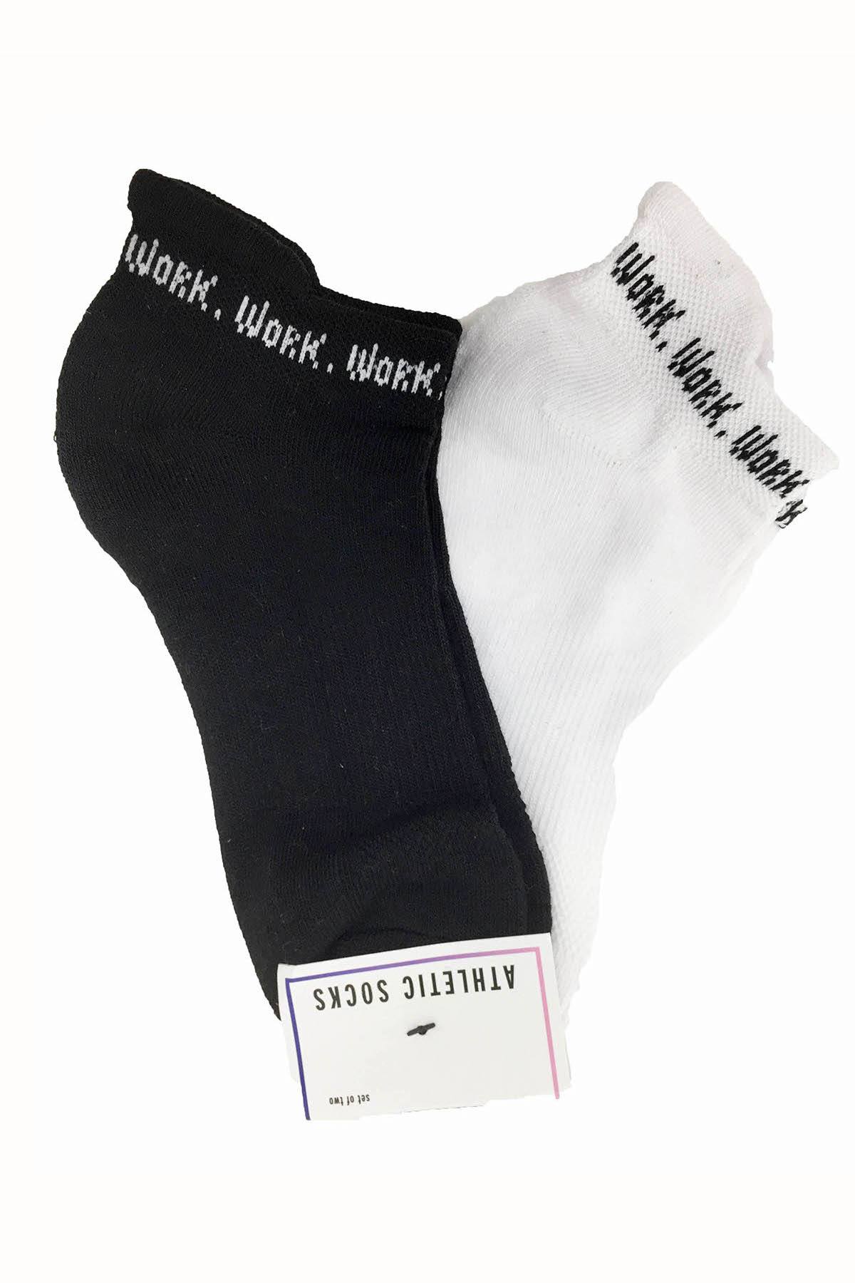 TwelveNYC Black/White Women's Work Work Work Ankle Sock 2-Pack