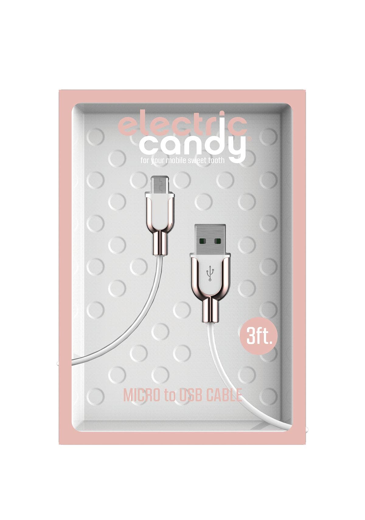 Tzumi Electric Candy Micro-usb Charging Cable Rose Gold/White