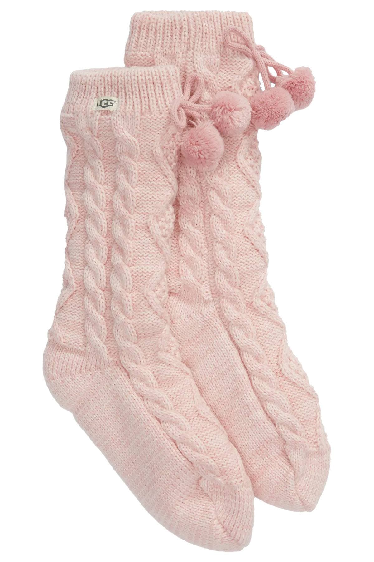 UGG Pom Pom Fleece Lined Socks in Seashell Pink