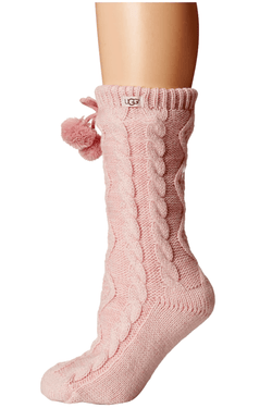 UGG Pom Pom Fleece Lined Socks in Seashell Pink thumbnail 2