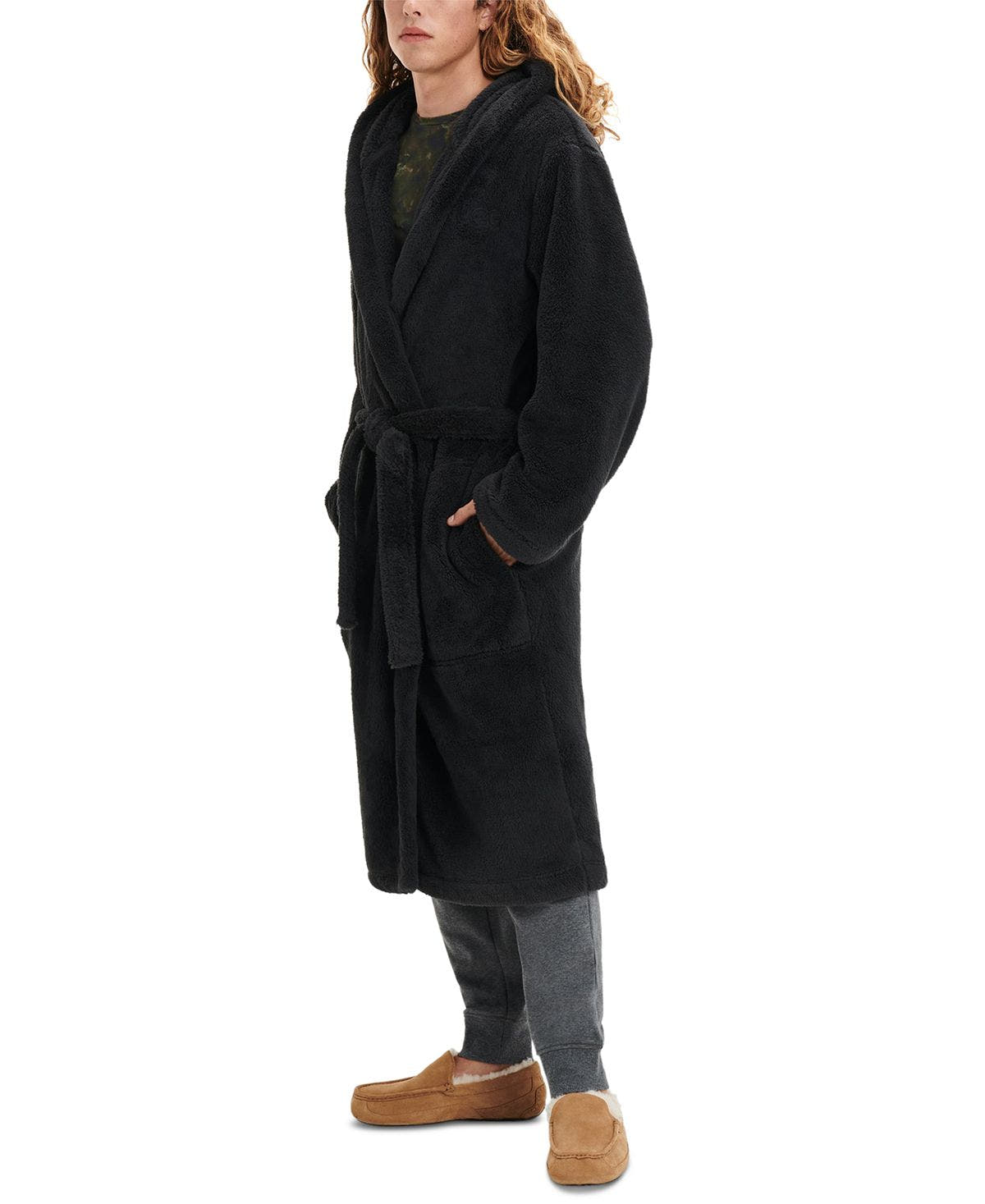 Ugg Fleece Hooded Robe Ink Black