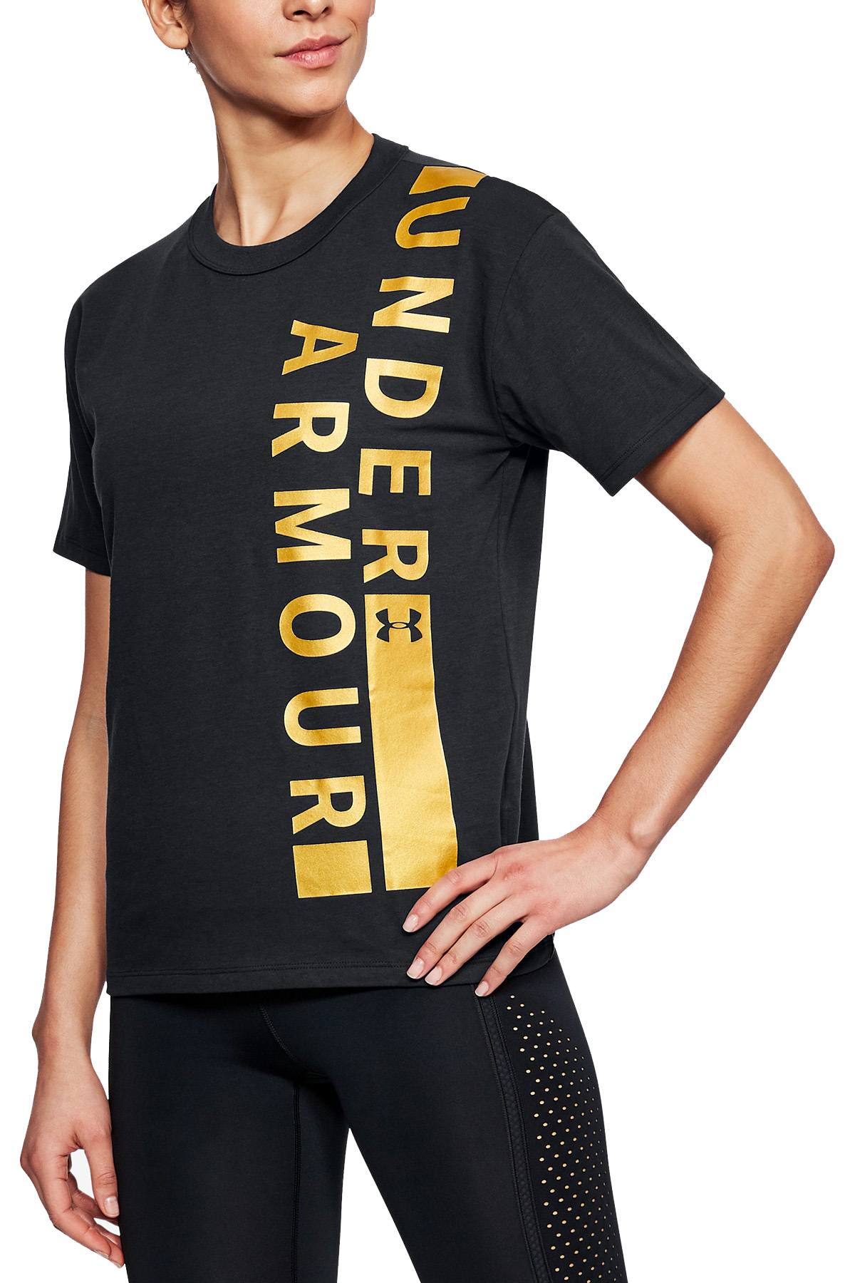 Under Armour Black/Gold Metallic Charged Cotton Girlfriend Tee