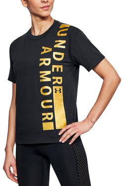 Under Armour Black/Gold Metallic Charged Cotton Girlfriend Tee thumbnail 1