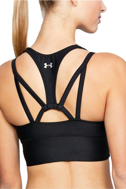 Under Armour Black HeatGear Long-Line Strappy-Back Sports Bra thumbnail 1