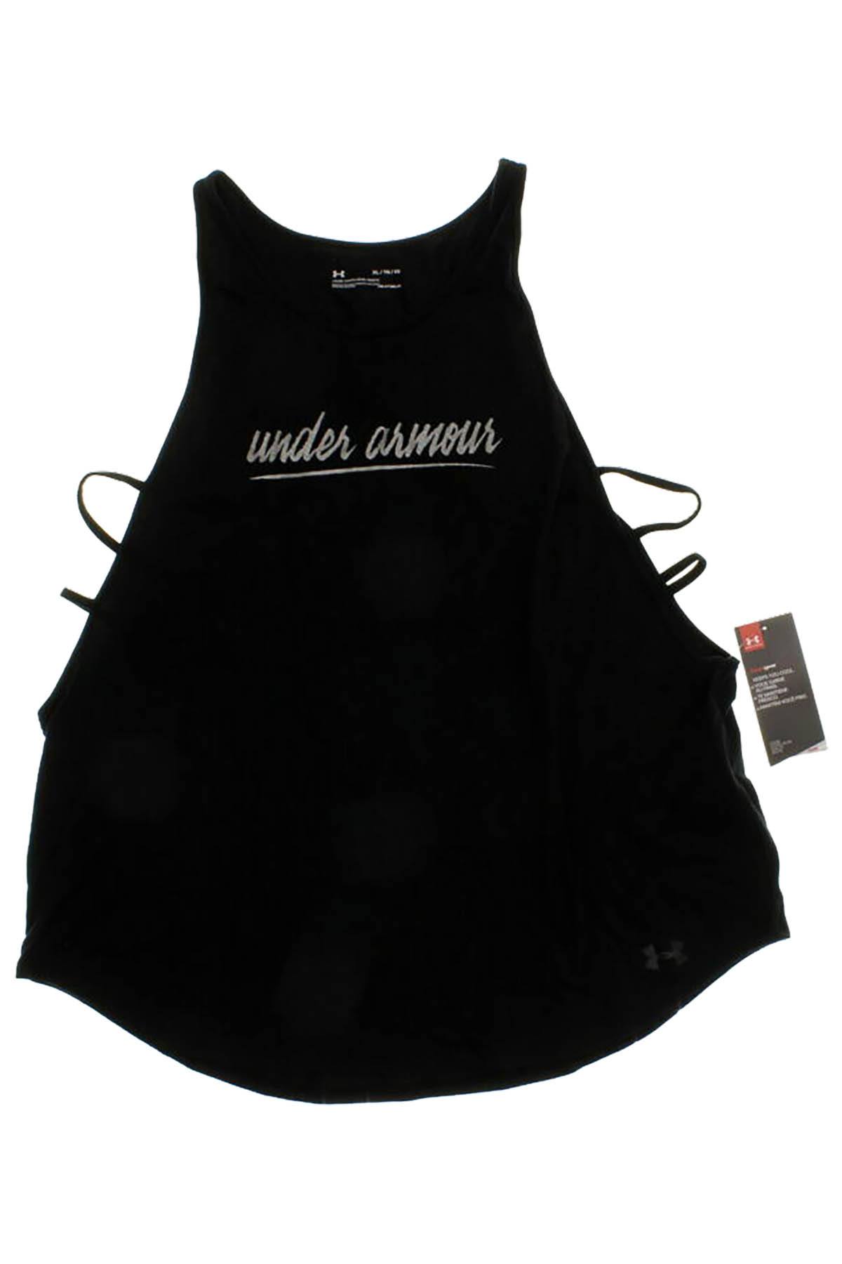 Under Armour Black HeatGear Script Logo Strappy Sides Tank Top