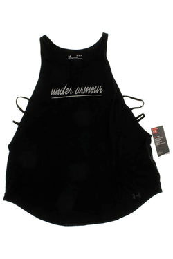 Under Armour Black HeatGear Script Logo Strappy Sides Tank Top thumbnail 1