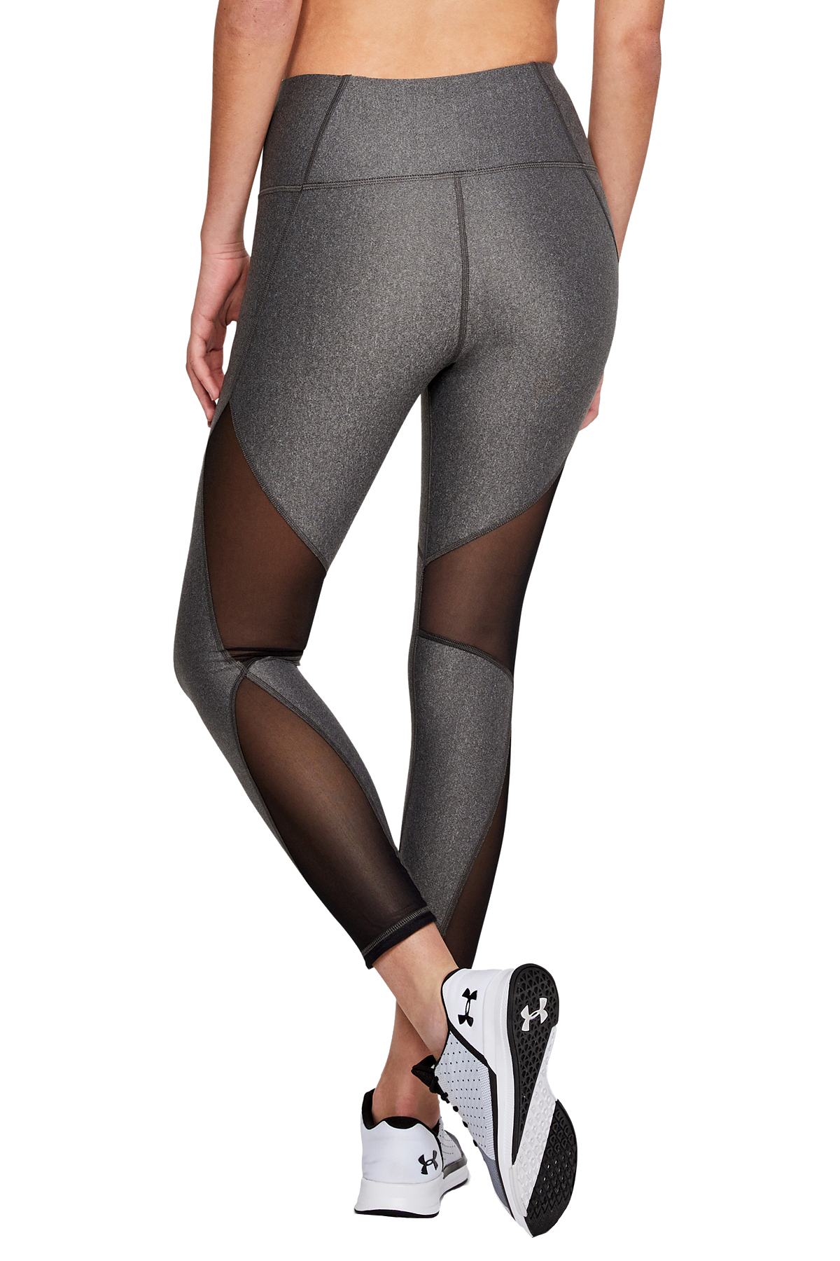 Under Armour Charcoal-Heather Mesh-Inset Compression Workout Legging