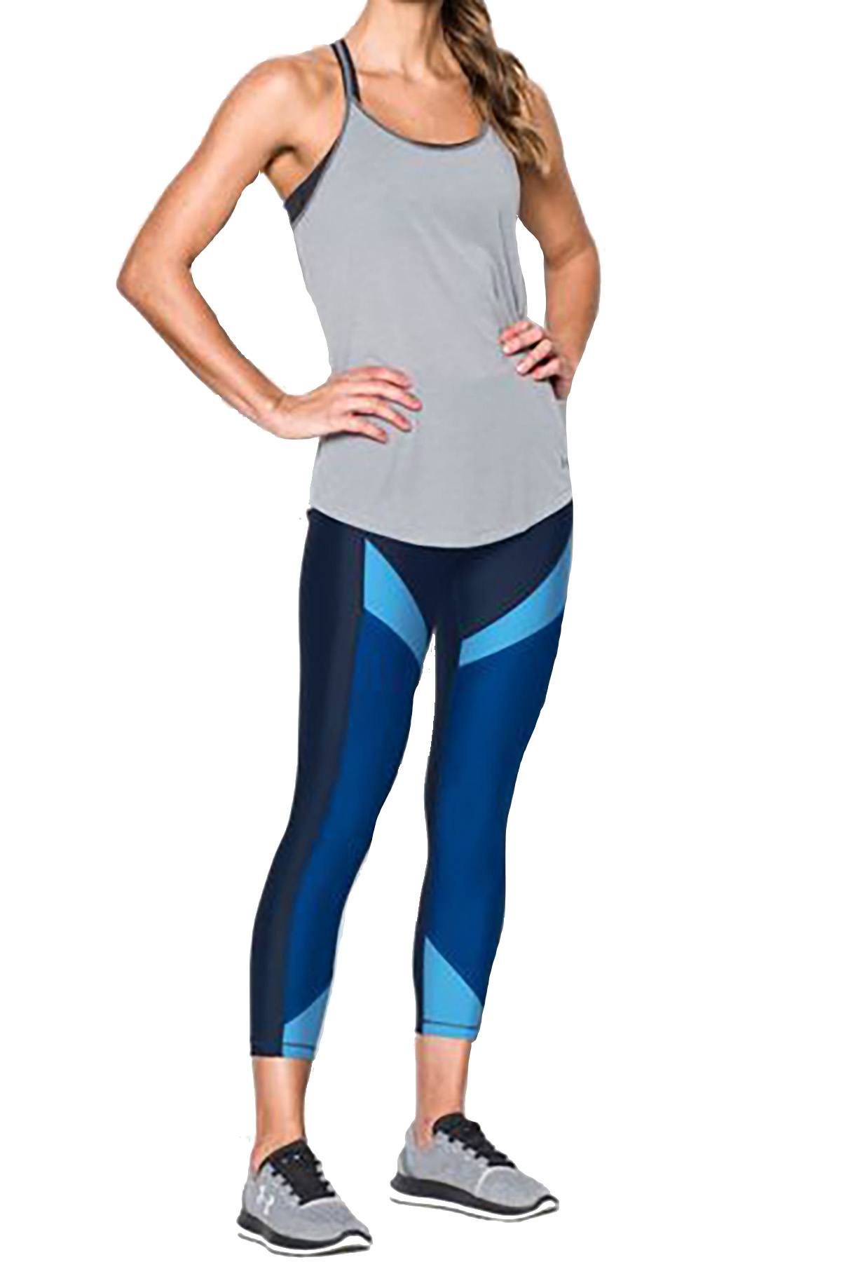 Under Armour Midnight-Navy/Carolina-Blue HeatGear Color-Blocked Legging