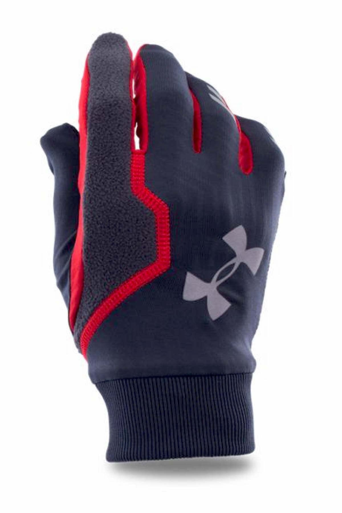 Under Armour Red/Stealth-Grey ENGAGE ColdGear Infrared Touchscreen Running Gloves