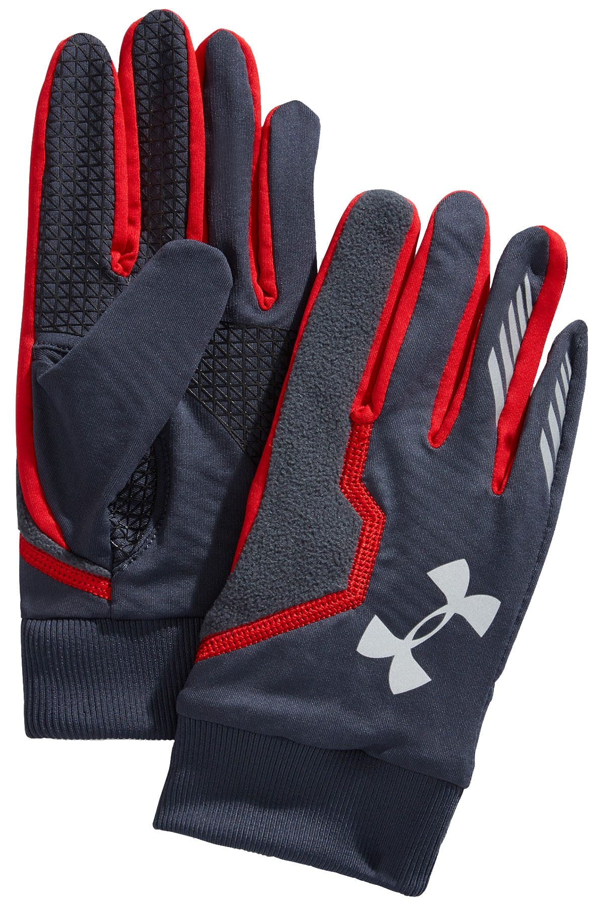 Under Armour Red/Stealth-Grey ENGAGE ColdGear Infrared Touchscreen Running Gloves
