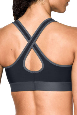 Under Armour Rhino Grey HeatGear Mid-Impact Crossback Sports Bra thumbnail 2
