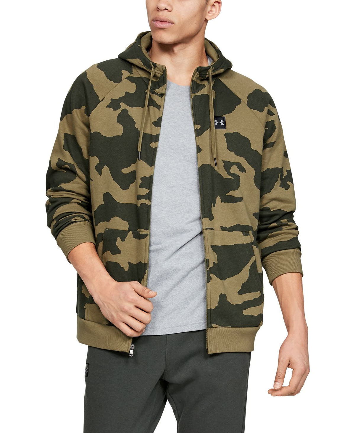 Under Armour Rival Fleece Camo Zip Hoodie Lt/pas Grn