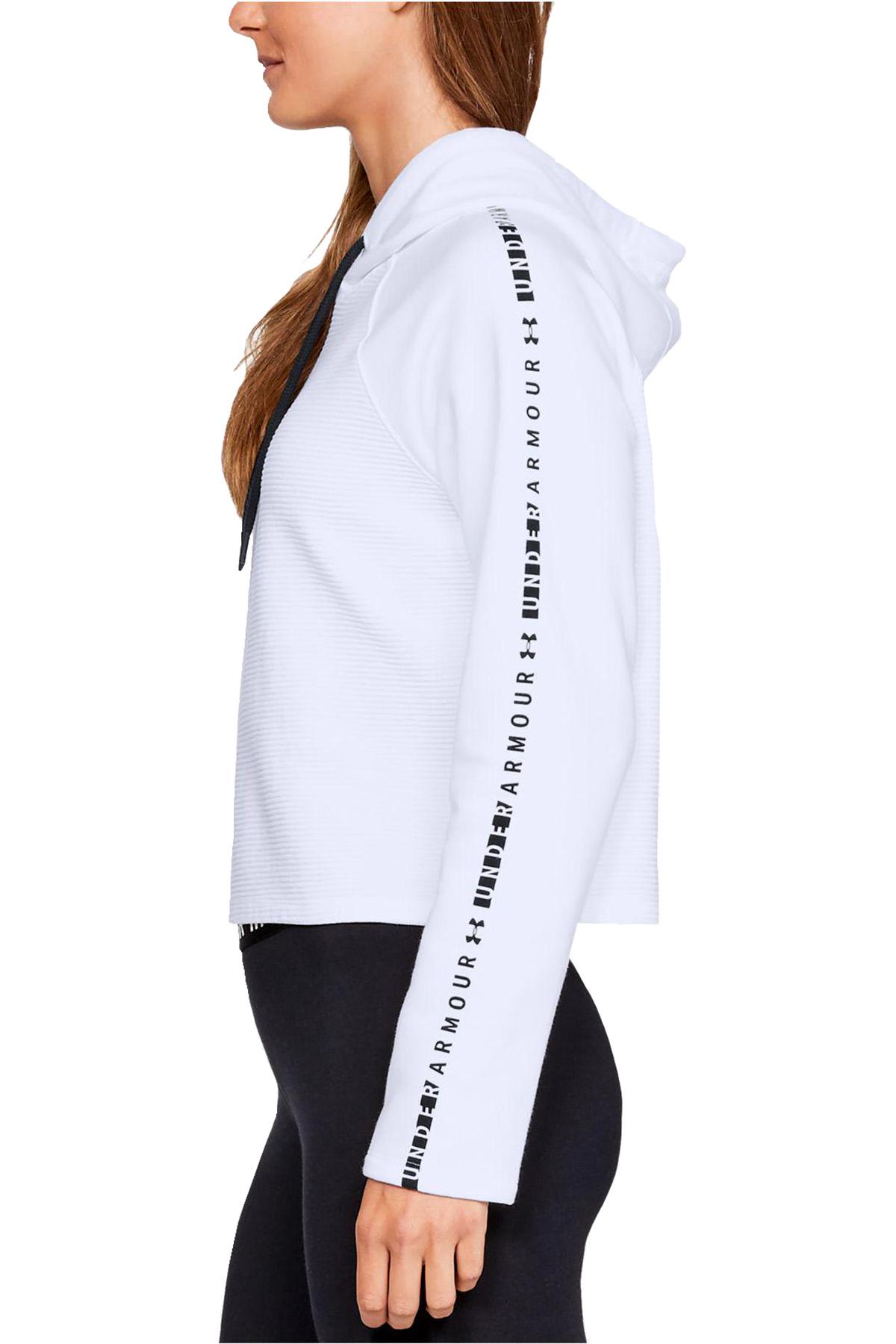 Under Armour White/Black Ottoman Fleece Cropped Hoodie