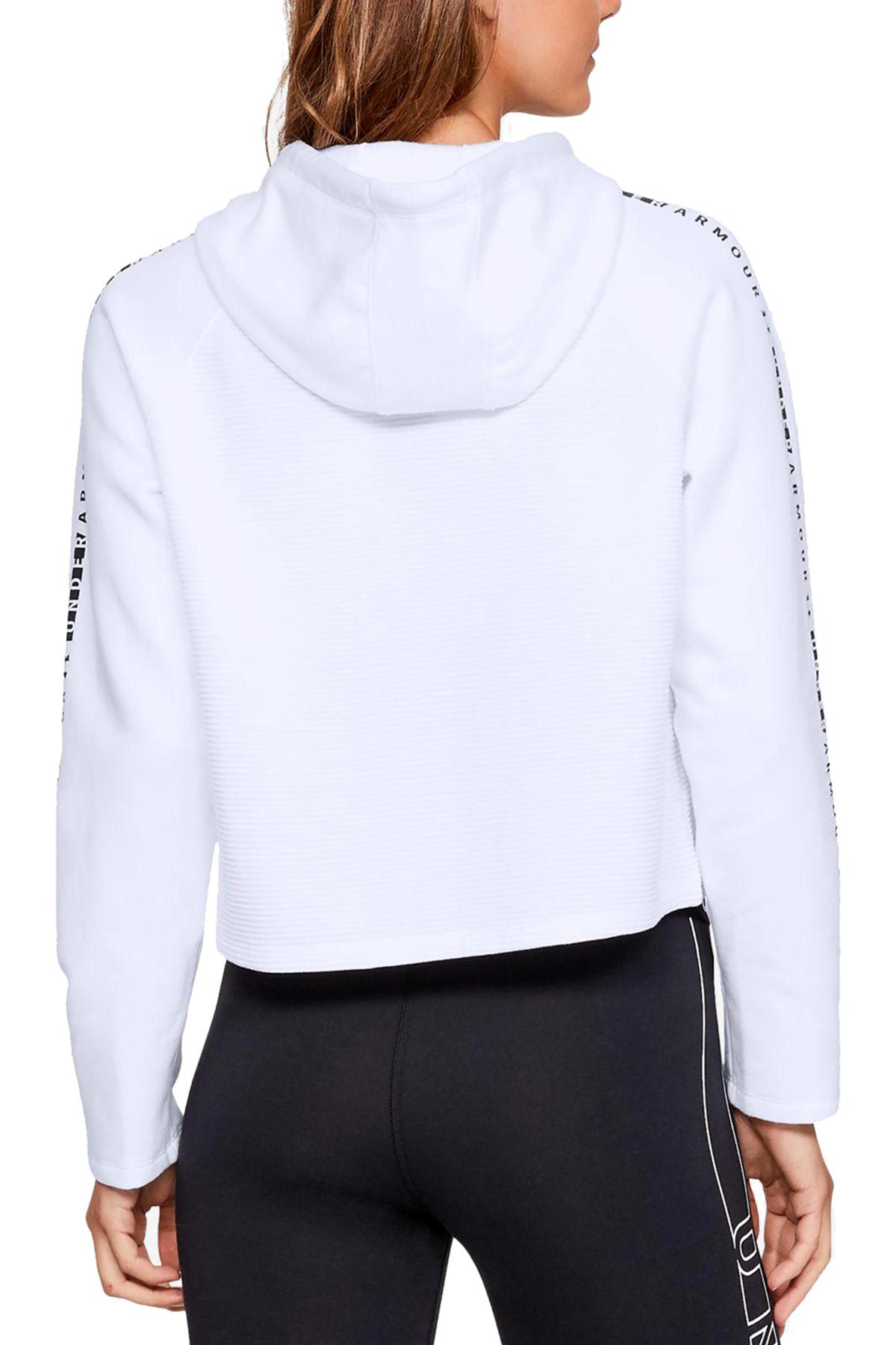 Under Armour White/Black Ottoman Fleece Cropped Hoodie