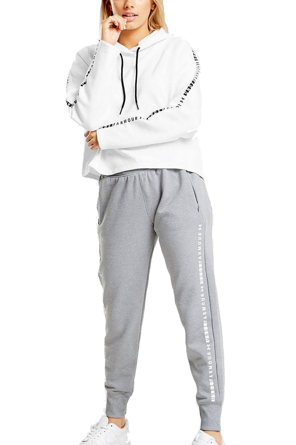 Under Armour White/Black Ottoman Fleece Cropped Hoodie