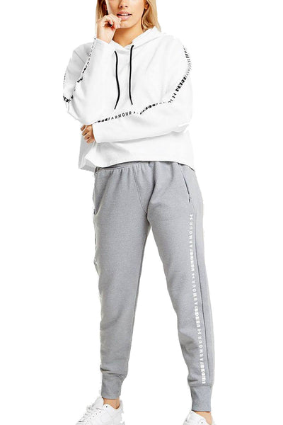 Under Armour White/Black Ottoman Fleece Cropped Hoodie