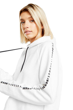 Under Armour White/Black Ottoman Fleece Cropped Hoodie thumbnail 3