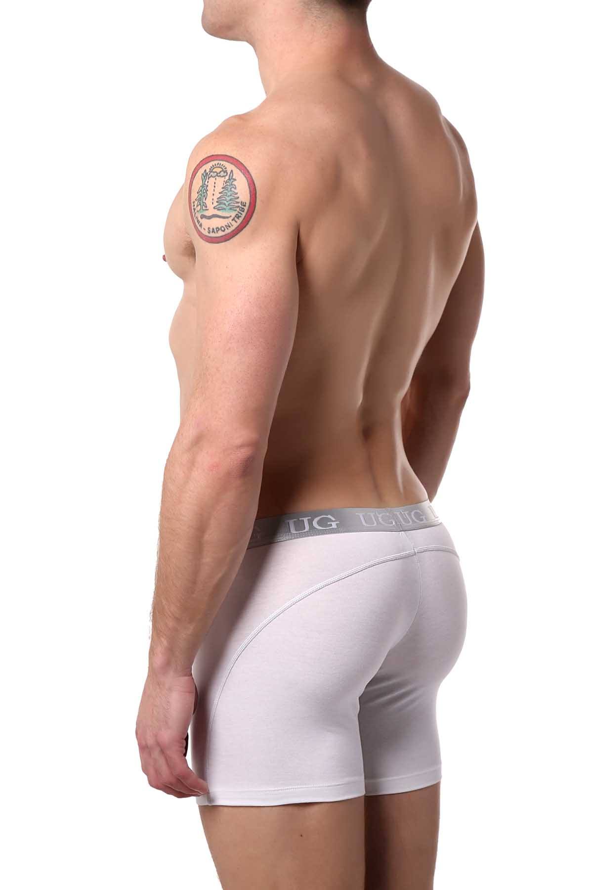 Undergear White Silver-Band Boxer Brief