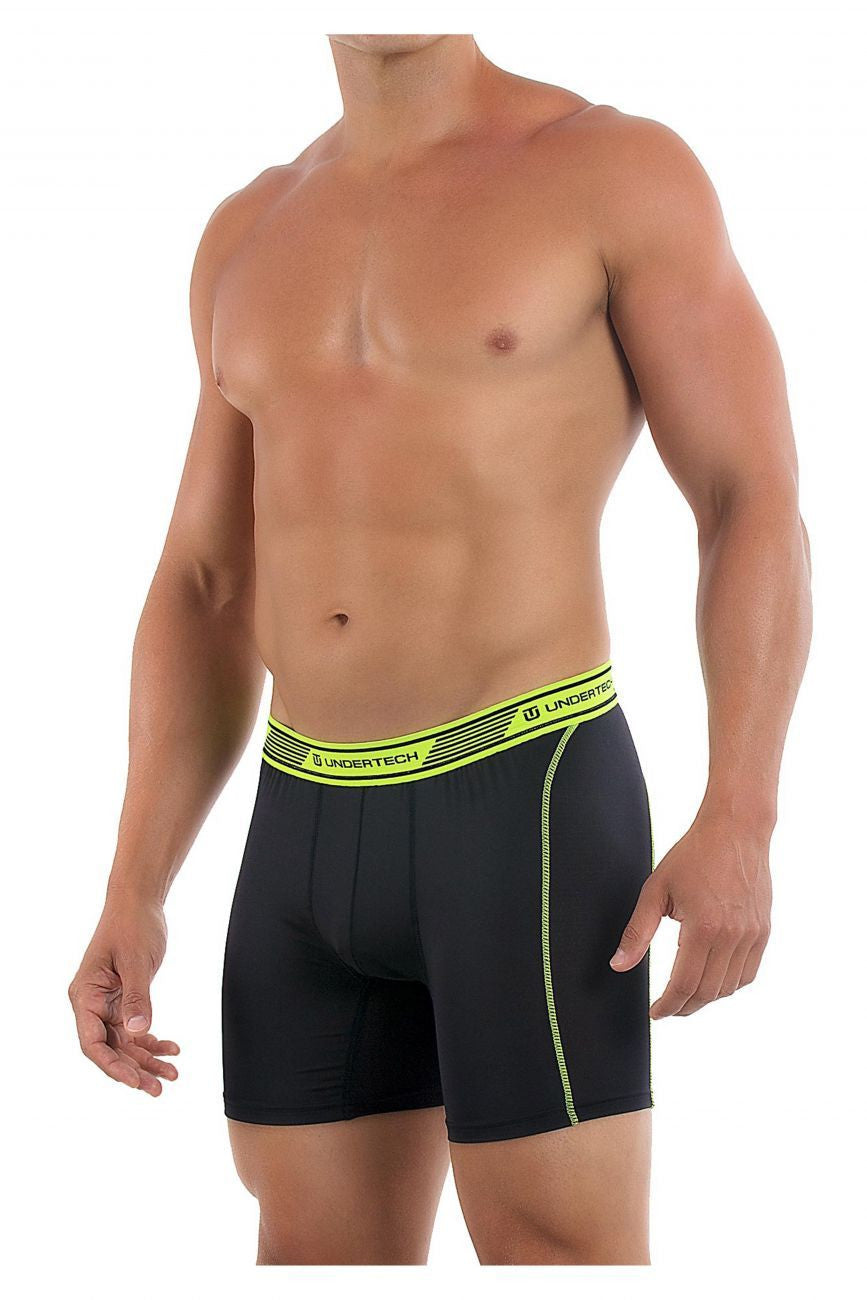 Undertech 347710-340 2Pk Solid Mesh Boxer Briefs Color Black-Green