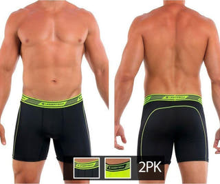 Undertech 347710-340 2Pk Solid Mesh Boxer Briefs Color Black-Green