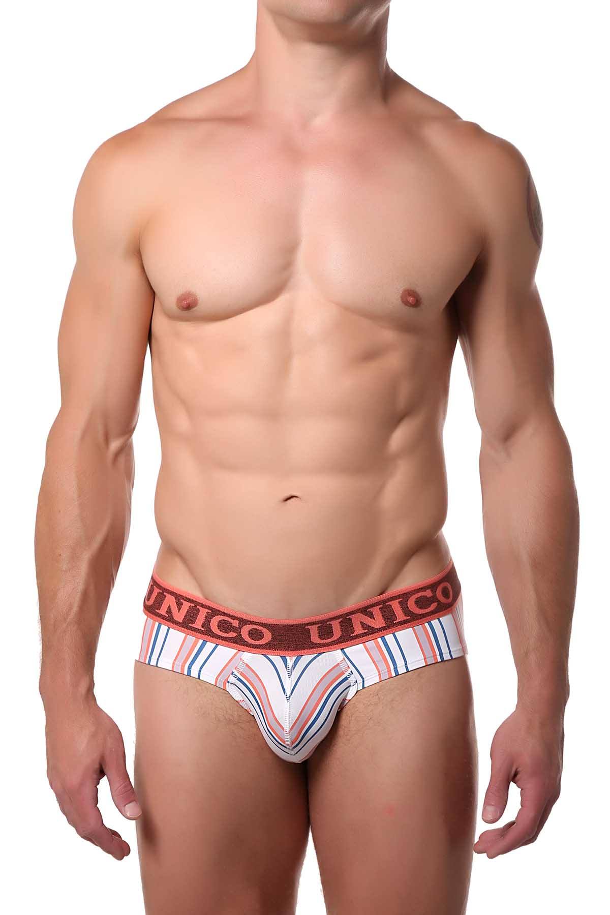 Unico Peach/Blue/Multi Striped Jivana Brief