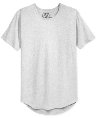 Univibe Mens Long Rounded-Hem T-Shirt Athletic Heather