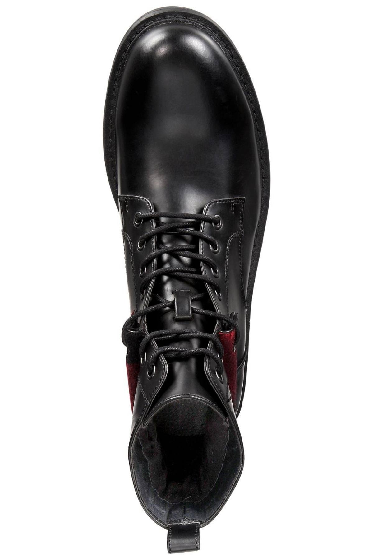 Unlisted by Kenneth Cole Black/Red Flannel High-Top Boot