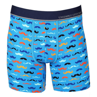 Unsimply Stitched Blue Mustaches Boxer Brief