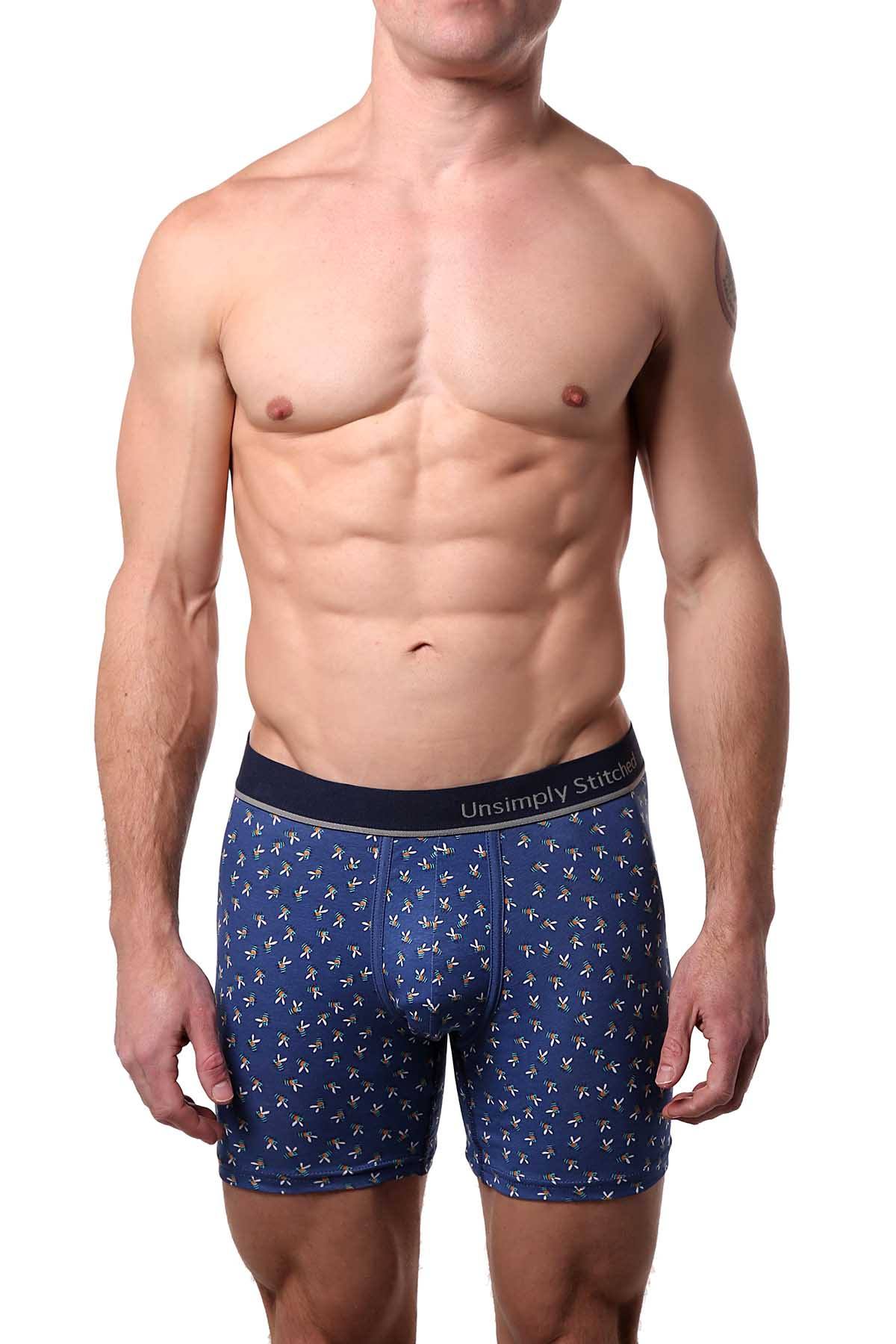 Unsimply Stitched Denim-Blue Bees Boxer Brief