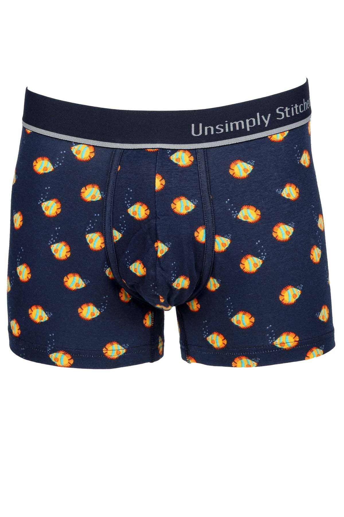 Unsimply Stitched Navy Fish Bubbles Trunk