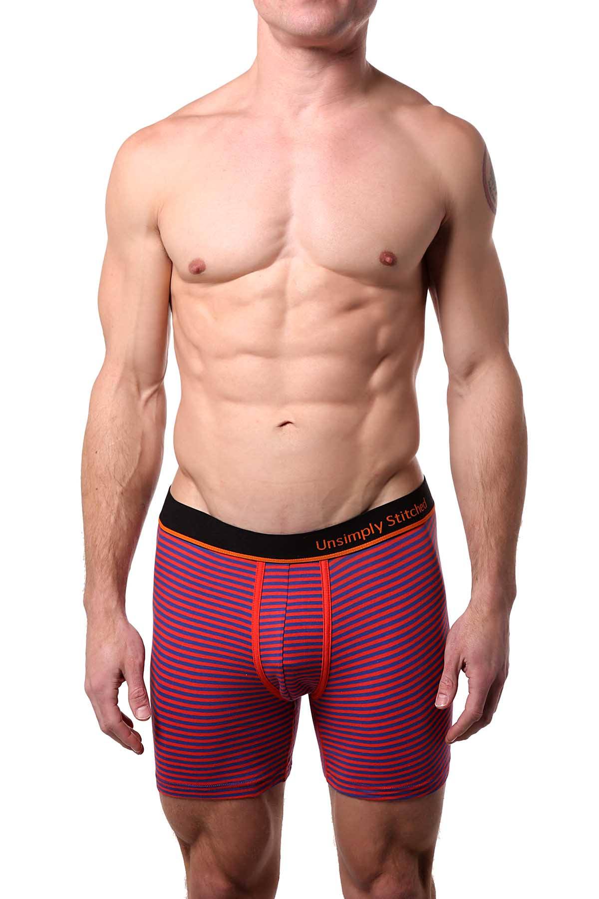 Unsimply Stitched Orange/Blue Sailor-Stripe Boxer Brief