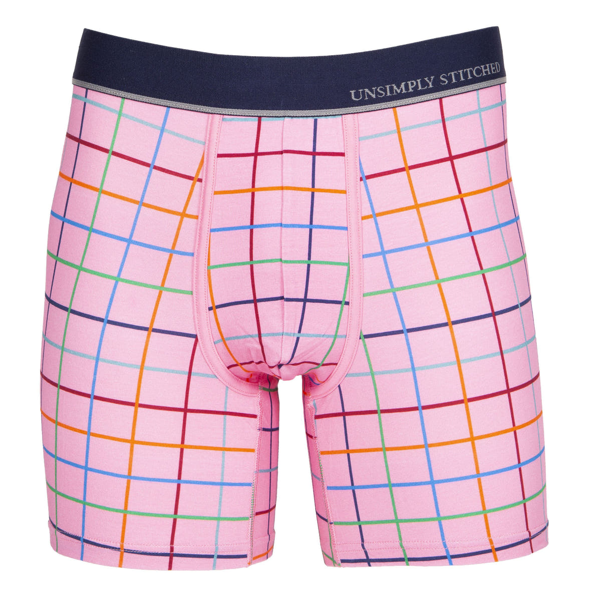 Unsimply Stitched Pink Color Grid Boxer Brief