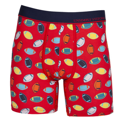 Unsimply Stitched Red Footballs Boxer Brief