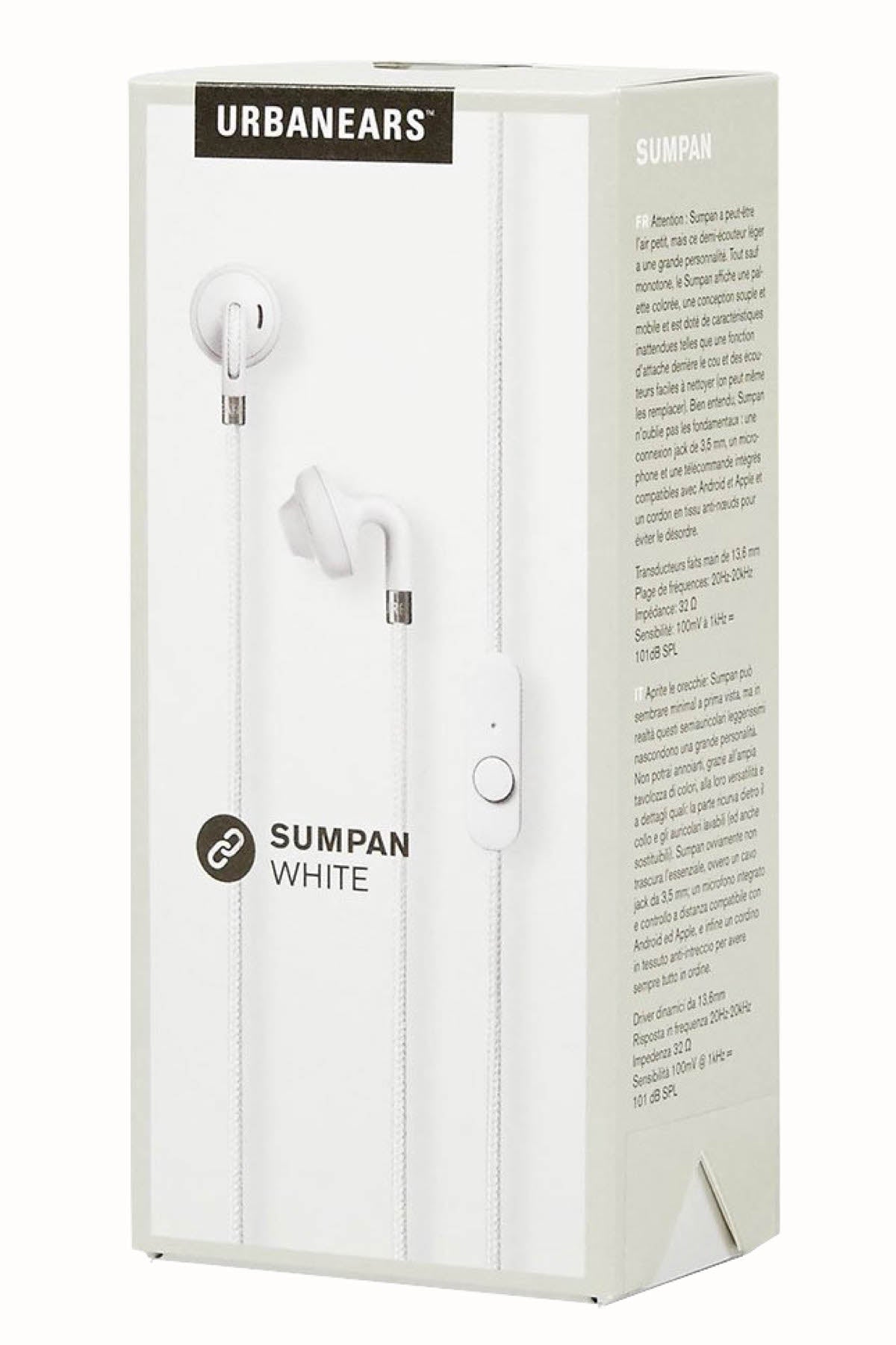 UrbanEars White Sumpan Earbuds w/ Microphone & Remote