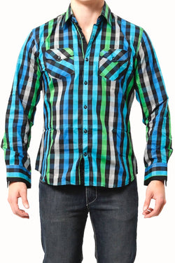 V.I.P. Collection Green Buffalo Plaid Button-Up Shirt thumbnail 1