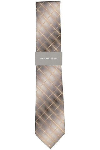 VAN HEUSEN/PVH NECKWEAR INC TONAL GRID MED BEIGE
