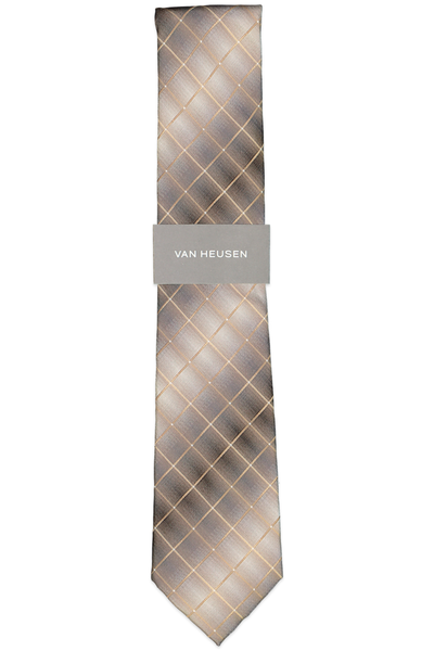 VAN HEUSEN/PVH NECKWEAR INC TONAL GRID MED BEIGE