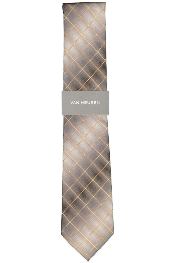 VAN HEUSEN/PVH NECKWEAR INC TONAL GRID MED BEIGE