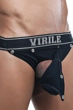 VIRILE Black Snap Front Jockstrap thumbnail 2