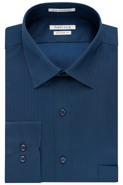 Van Heusen Blue Graphite Solid Herringbone Dress Shirt thumbnail 1
