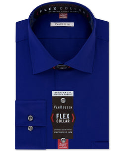 Van Heusen Classic-fit Wrinkle Free Flex Collar Stretch Solid Dress Shirt Royal Blue thumbnail 3