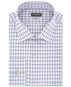 Van Heusen Classic/regular Fit Stretch Flex Blue Check Dress Shirt Violet thumbnail 1