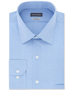 Van Heusen Classic/regular Fit Wrinkle Free Solid Micro-check Dress Shirt Blue Ice thumbnail 1