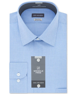 Van Heusen Classic/regular Fit Wrinkle Free Solid Micro-check Dress Shirt Blue Ice thumbnail 2